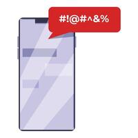 Smartphone showing censored message with symbols in chat bubble vector