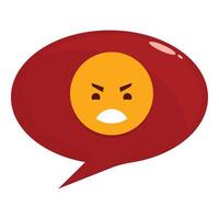 Angry emoji showing displeasure in red speech bubble vector