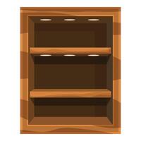 Empty wooden showcase with lighting displaying products vector