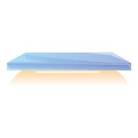 Empty light blue glass showcase displaying products with reflection vector