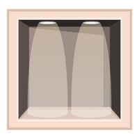 Empty showcase with spotlights illuminating display area vector