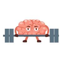 Determined brain lifting weights, mental strength and resilience vector