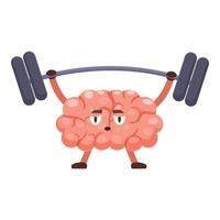 Determined brain lifting weights, mental strength and cognitive enhancement vector