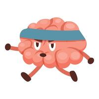 Determined brain running with headband, achieving mental fitness through exercise vector