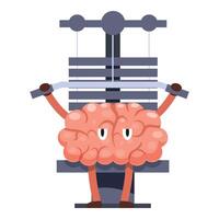 Brain exercising with weight machine, mental workout and cognitive training vector