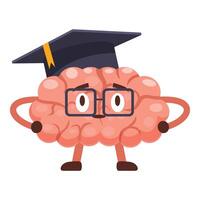 Smart brain wearing graduation cap and glasses, ready for knowledge vector