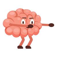 Cartoon brain character dabbing, showing confidence and intelligence vector