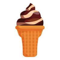 Delicious chocolate ice cream cone melting on white background vector