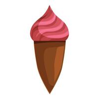 Delicious pink ice cream rotating in a waffle cone vector