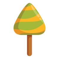 Triangular popsicle with green and orange stripes refreshing summer treat vector