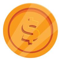 Shiny gold coin showing dollar currency symbol, rotating finance concept vector