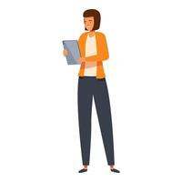 Smiling young woman using digital tablet, modern technology and lifestyle vector
