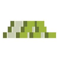 Pixel art depicting stacked banknotes forming a pyramid or staircase shape vector