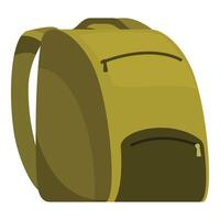 Khaki backpack with two zippers and handle ready for carrying vector