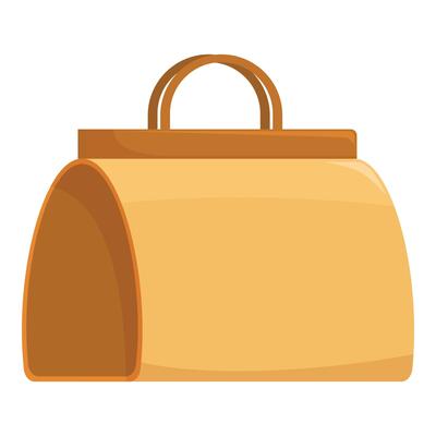 Empty elegant handbag with brown handles and golden body