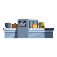Luggage passing through x ray scanner in airport security check vector
