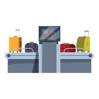Luggage passing through x ray machine in airport terminal vector