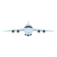 White airplane flying in the sky front view vector
