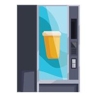 Vending machine displaying disposable coffee cup, modern beverage dispenser vector