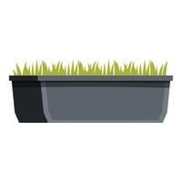 Green grass growing in grey rectangular flowerpot vector