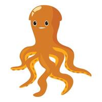 Happy cartoon octopus character smiling and waving tentacles vector