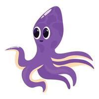 Funny purple octopus cartoon character swimming underwater vector