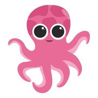 Cute pink octopus smiling and showing tentacles vector