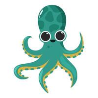 Cute cartoon octopus character smiling and waving tentacles vector