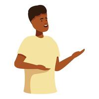 Young man showing something with his hands and speaking vector