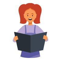 Smiling girl reading a book and enjoying story time vector