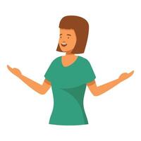 Smiling nurse showing with open hands and explaining something vector