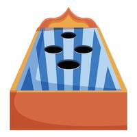 Beanbag toss game on tabletop with blue striped surface vector