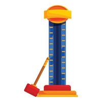 High striker attraction with hammer ready for funfair games vector
