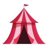Red and white circus tent waving in the wind with open entrance vector