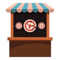 Shooting gallery with targets and throwing knives at amusement park or funfair vector