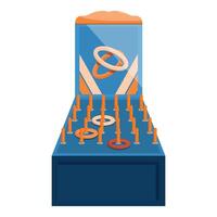 Ring toss game on blue box with orange rings and pegs in amusement park vector