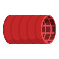 Red corrugated drainage pipe creating underground tunnel vector