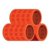 Orange perforated drainage pipes creating a stable stacked structure vector