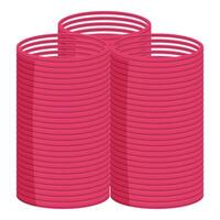 Three pink hair rollers forming a triangle shape vector