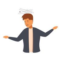 Man suffering from dizziness, vertigo, and loss of balance vector