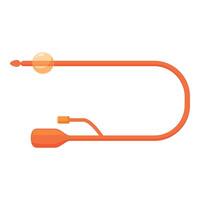 Orange urinary catheter with inflated balloon tip for medical procedures vector