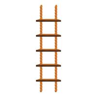 Rope ladder with wooden steps hanging on white background vector