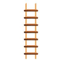 Wooden ladder with rope connecting steps on white background vector