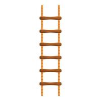 Rope ladder standing with wooden steps on white background vector