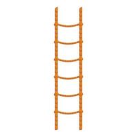 Rope ladder hanging with wooden supports isolated on white background vector
