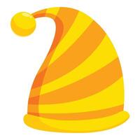 Striped orange and yellow sleeping cap with pompom for restful nights vector