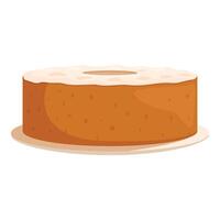 Delicious round cake with icing resting on a plate vector
