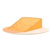 Triangular piece of cheese resting on plate, delicious dairy product vector