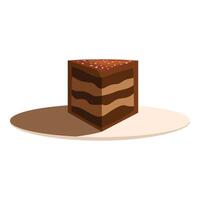 Delicious chocolate cake slice resting on plate vector
