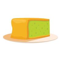 Slice of pandan cake resting on a plate, indulging in sweet delights vector